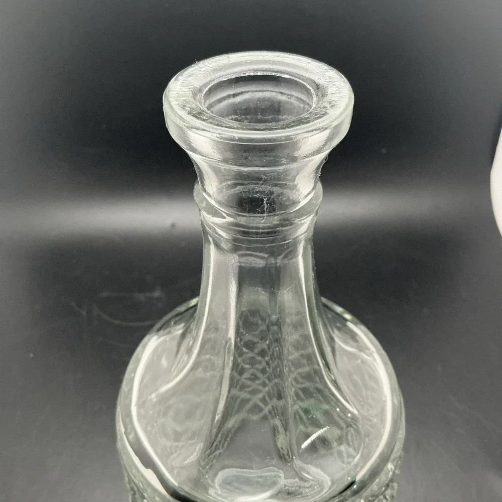 Vintage Cut Glass Liquor Decanter Etched Diamond-Shaped Glass, Original‎ Stopper